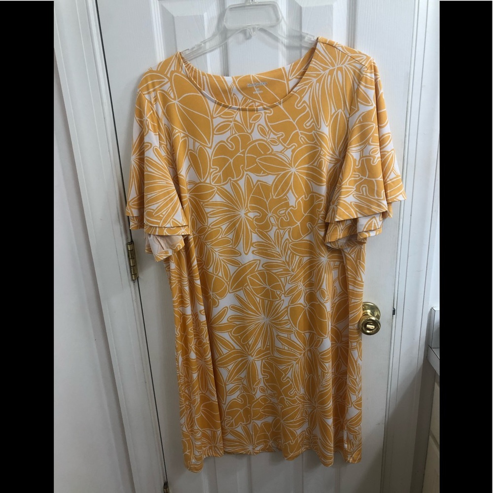 Kim Rogers yellow floral shift dress Size 2X